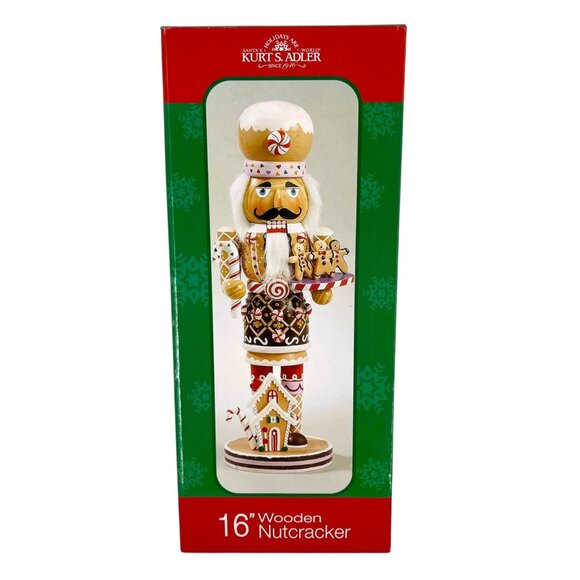Kurt S. Adler Gingerbread 16" Nutcracker Candy Cane Gingerbread Details NIB - Picture 2 of 15